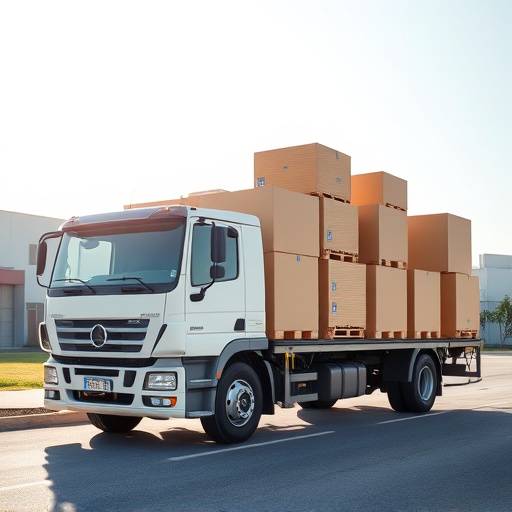 Truck and boxes, representing logistics services